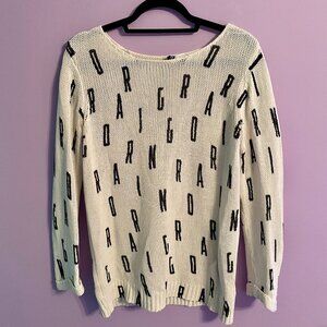 H&M Divided Black and White Knit Sweater (Text Spells "Daring")
